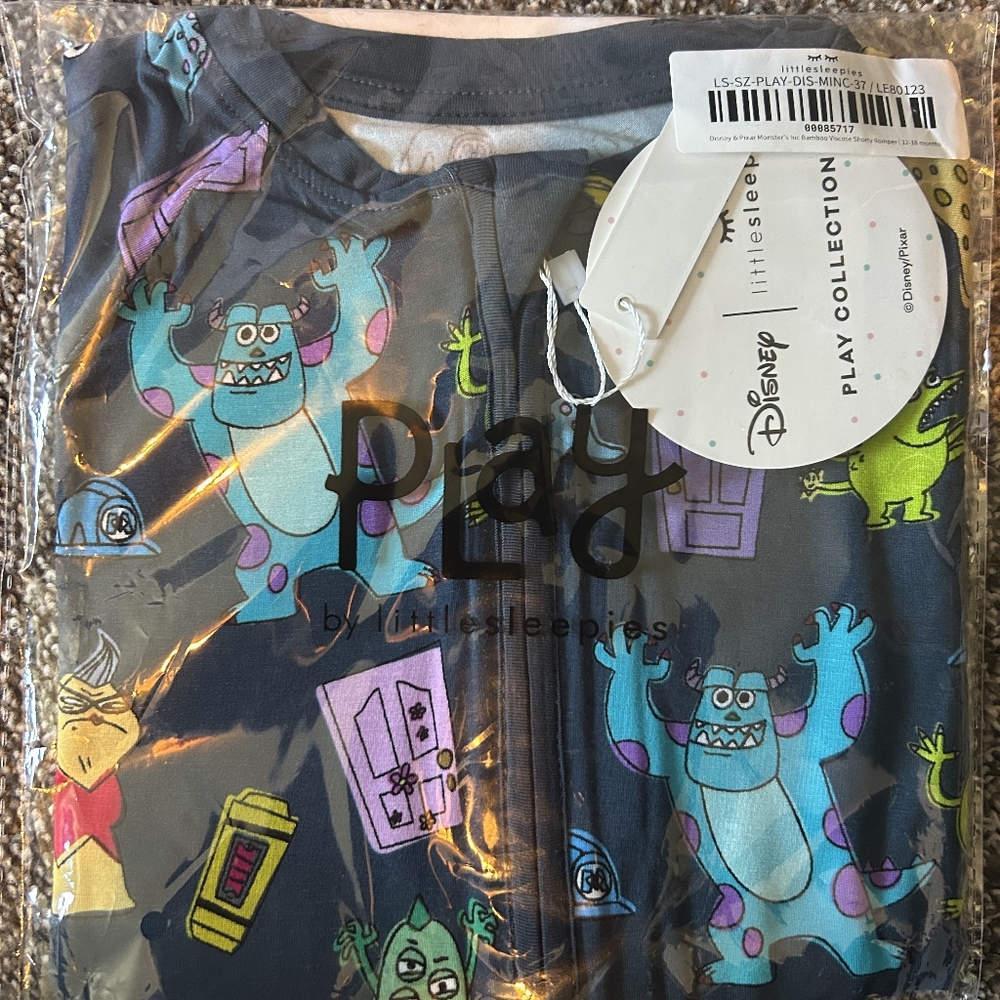Little Sleepies Monster's INC Disney Shorty 12/18 Months